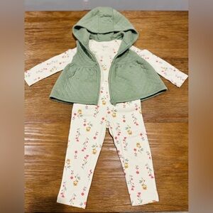 3 piece Carter's Cream Floral Kids Matching Set